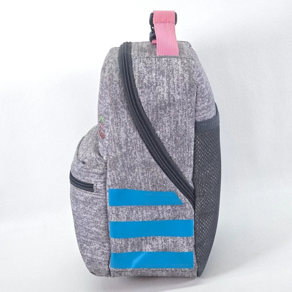 adidas Santiago 2 Insulated Lunch Bag Gray Three Stripe Brand Full Zip‎ Colorful